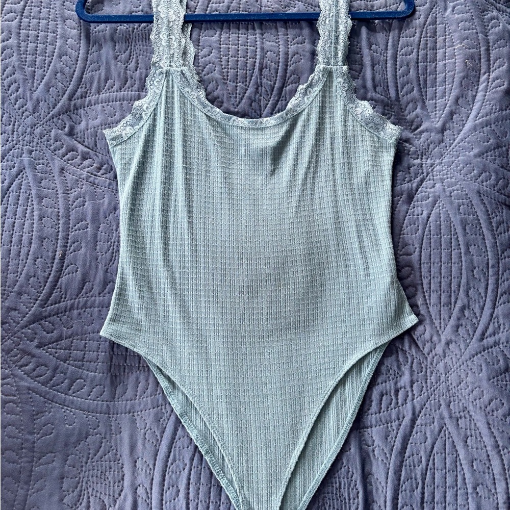 Forever 21 Light Blue Lace-Trimmed Bodysuit